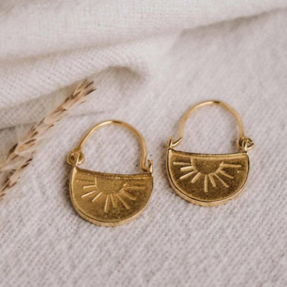 NEW Rising Sun Matte Gold Boho Drop Earrings - Picture 4 of 4